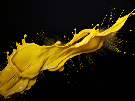 yellow paint splash on black backgroundの素材