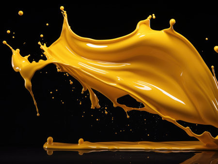 yellow paint splash on black backgroundの素材