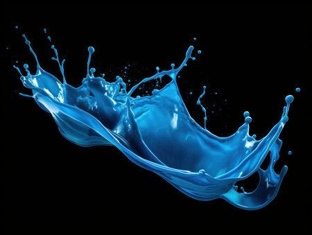 blue paint splash on black backgroundの素材