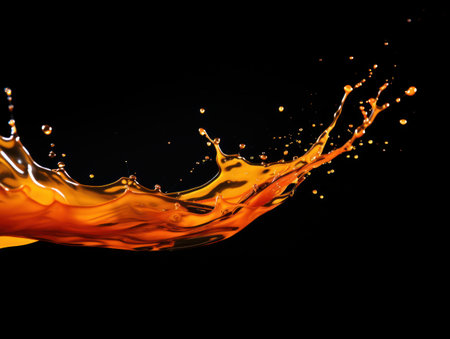 orange paint splash on black backgroundの素材