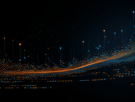 Abstract sci-fi blue and orange background, concept of digital future., AIの素材