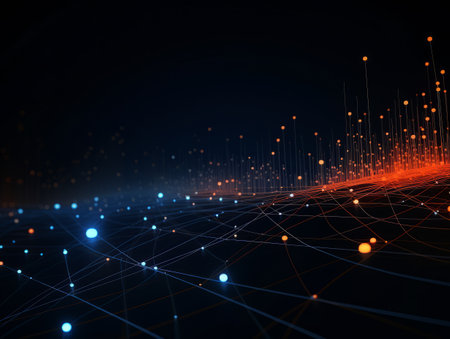 Abstract sci-fi blue and orange background, concept of digital future., AIの素材