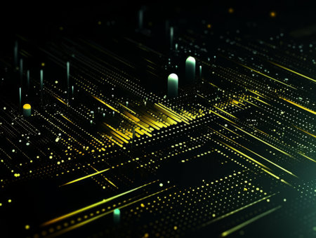Abstract sci-fi green and yellow background, concept of digital future., AIの素材