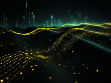 Abstract sci-fi green and yellow background, concept of digital future., AIの素材