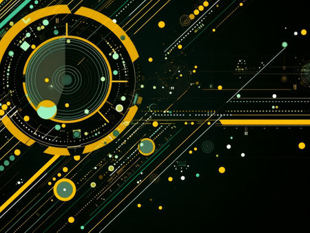 Abstract sci-fi green and yellow background, concept of digital future., AIの素材