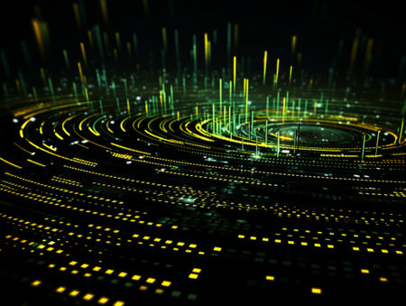 Abstract sci-fi green and yellow background, concept of digital future., AIの素材