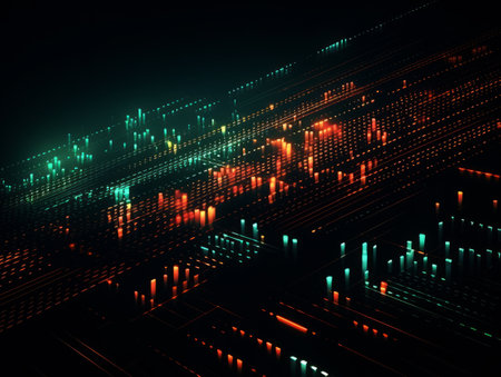 Abstract sci-fi green and red background, concept of digital future., AIの素材