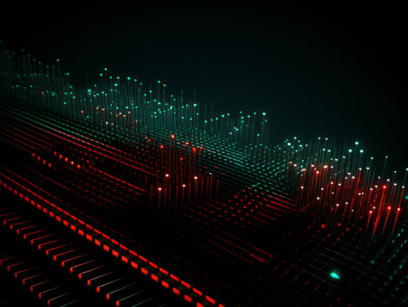 Abstract sci-fi green and red background, concept of digital future., AIの素材