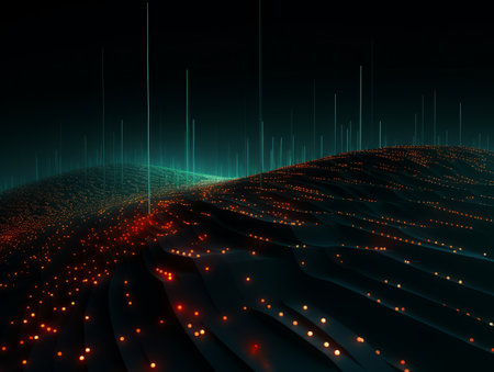 Abstract sci-fi green and red background, concept of digital future., AIの素材