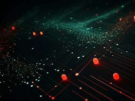 Abstract sci-fi green and red background, concept of digital future., AIの素材