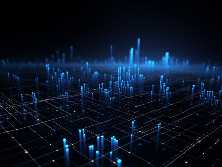 Abstract sci-fi blue 3D background, concept of digital future., AIの素材