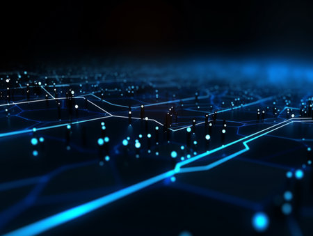 Abstract sci-fi blue 3D background, concept of digital future., AIの素材