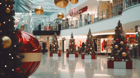 Shopping center on Christmas Eve AIの素材