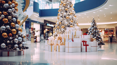 Shopping center on Christmas Eve AIの素材