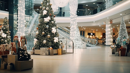 Shopping center on Christmas Eve AIの素材