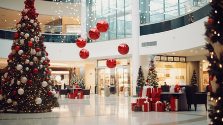 Shopping center on Christmas Eve AIの素材