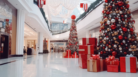 Shopping center on Christmas Eve AIの素材