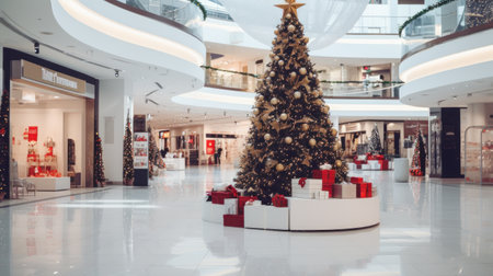Shopping center on Christmas Eve AIの素材