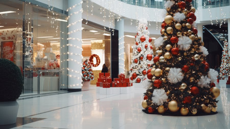 Shopping center on Christmas Eve AIの素材