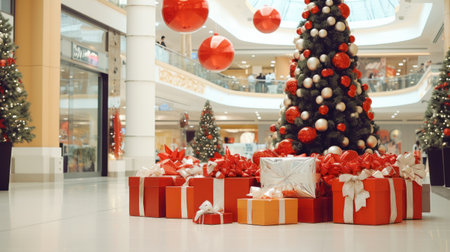 Shopping center on Christmas Eve AIの素材