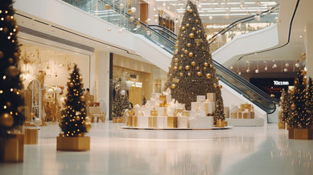 Shopping center on Christmas Eve AIの素材
