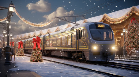 Festive Christmas atmosphere at the Railway Station, AIの素材