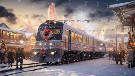 Festive Christmas atmosphere at the Railway Station, AIの素材