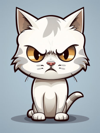 Funny Kitten sticker in cartoon style, AIの素材