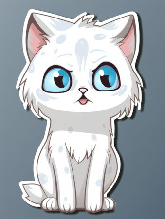 Angry Kitten sticker in cartoon style, AIの素材