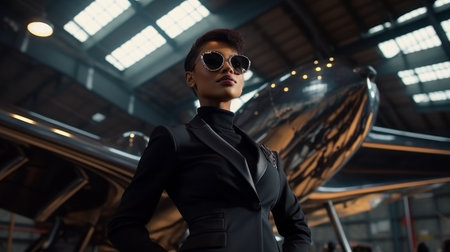 African American woman in business suit and sunglasses, success concept. AIの素材