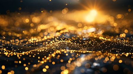 Futuristic technology innovation golden 3D background. AIの素材