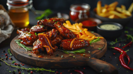 Close-Up of Grilled Chicken Plate on a Table. Generative AI.の素材