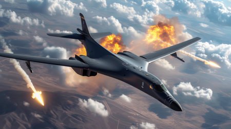 powerful fighter jet cuts through the clouds as it navigates the sky with agility and precision.の素材