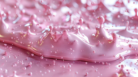 Close up of vibrant pink substance with shimmering water droplets creating a dreamy and surreal effect.の素材
