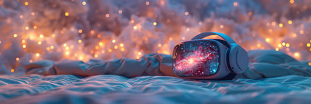 A small bag placed on a neatly made bed.の素材