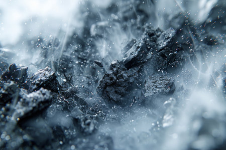 close up view capturing the graceful interplay between water and rocks, creating a harmonious scene of tranquility and natural beauty.の素材