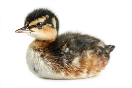 little grebe glides effortlessly through the water, its small, rounded body and intricate brown feathers catching the light. This delightful bird is a charming sight.の素材