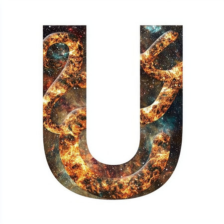 design features letter U formed captivating infinity design incorporates colorful elements space set bright white background contrast and visual impact.の素材