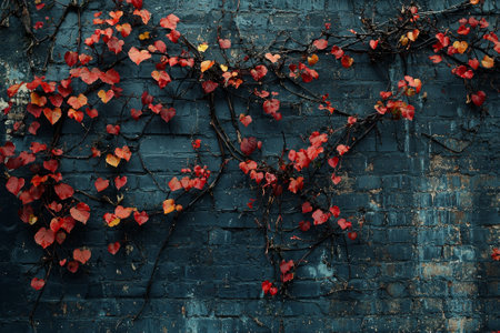 Nature takes abandoned structure as vibrant vines spread weathered walls showcasing tension decay and growth captivating manner.の素材