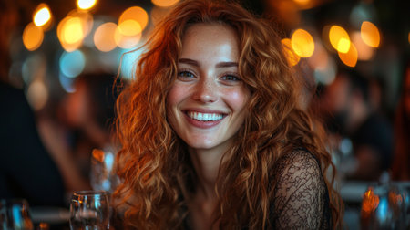 diverse group friends shares laughter and delicious food chic restaurant creating cherished memories warm and inviting setting filled joy.の素材