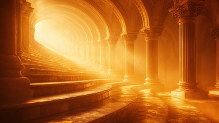 stunning view of st peters basilica in vatican city illuminated golden sunriseの素材