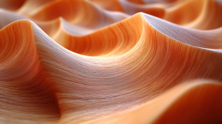 close up reveals captivating textures and flowing lines of orange formations undulating gracefully illuminated softly in natural light highlighting their geological beauty.の素材
