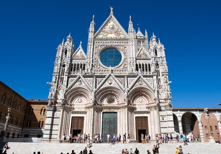 The Duomo (cathedral) in the heart of Siena in Tuscany in Italy.のeditorial素材