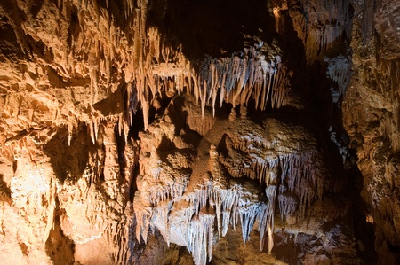 Stalagmites and stalactites inside the cave of Baradine near the city of Porec in Croatia