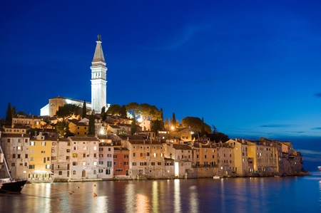 The town of Rovinj in Croatia after sunsetの写真素材