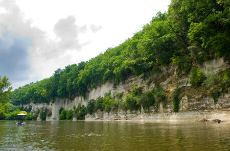 Cliffs on the banks of the river Dordogne in Franceの写真素材