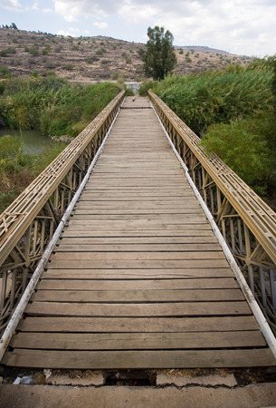 Old bridge across the river Jordan, a little north of the lake of galilee in Israel. Road 87 used to cross this bridge in the past.の写真素材