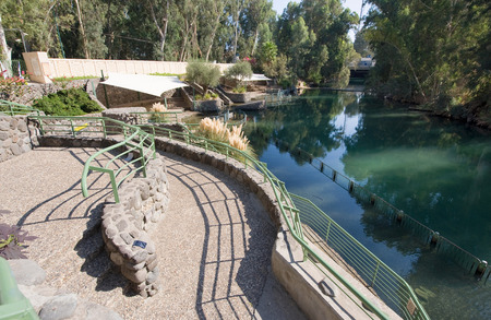 The baptismal site Yardenit on the Jordan riverのeditorial素材