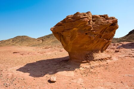 The Mushroom and a Half rock formation at Timna Park in the southern negev desert in Israelの写真素材