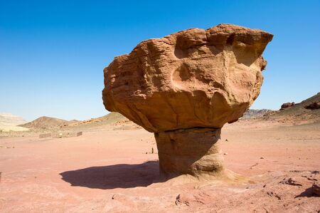 The Mushroom rock formation at Timna Park in the southern negev desert in Israelの写真素材